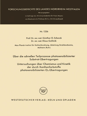 cover image of Über die schnellen Teilprozesse photosensibilisierter Substrat-Übertragungen